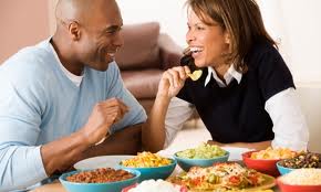 Couple enjoying food