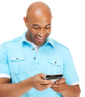 Man texting and enjoying it