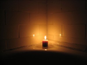 A candle setting romantic mood