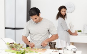 Fit man preparing food