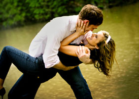 Happy couple at the river