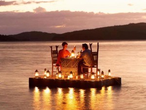 Romantic date on a lake