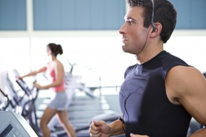 man running on treadmill