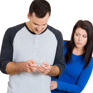 Woman text snooping
