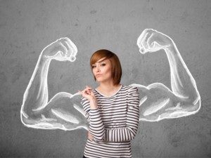 Woman flexing muscles