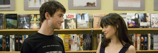 Cute man and woman in book store