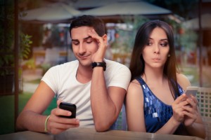 Woman curious over man's texts