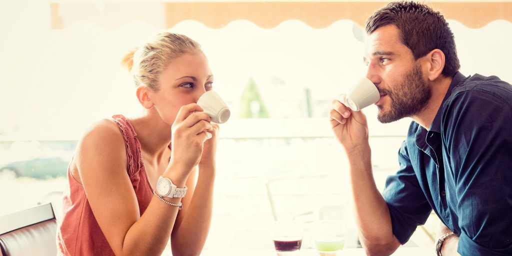 Man and woman enjoying a cup together