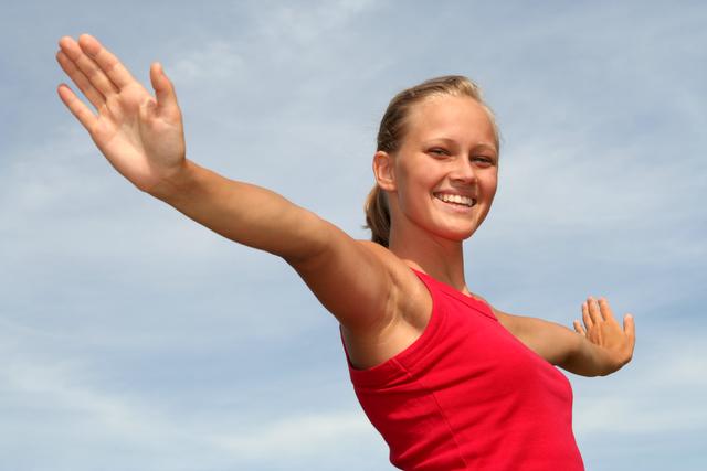 Woman feeling happy