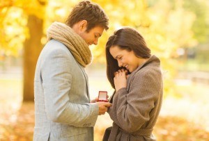 woman receiving proposal