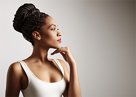 Woman looking into the distance.
