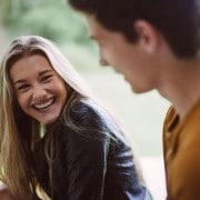 Woman enjoying the conversation