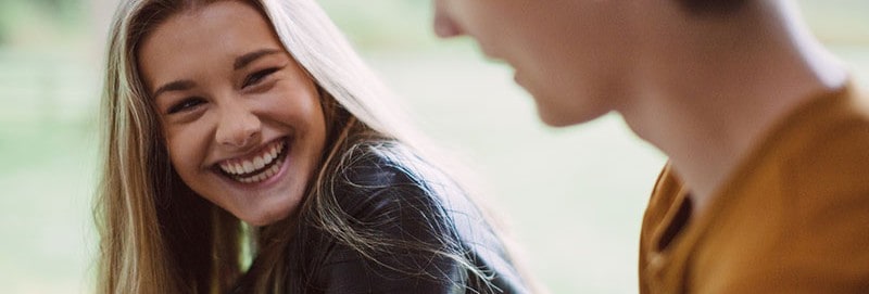 Woman enjoying the conversation