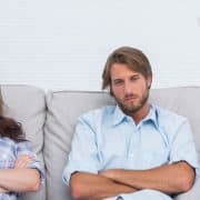 unhappy couple sees marriage counselor