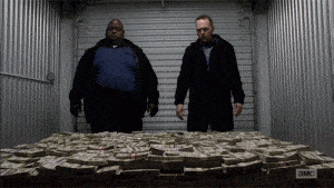 fat guy rolling in cash