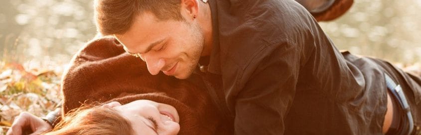 loving couple in the grass