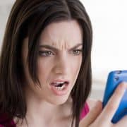 woman texting angry