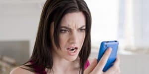 woman texting angry